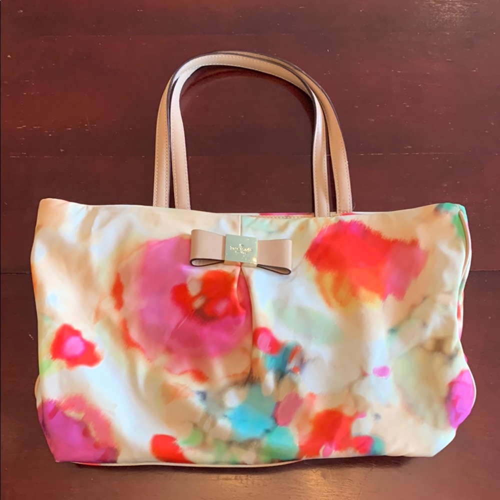 Kate Spade Cream and Pink Artistic Tote